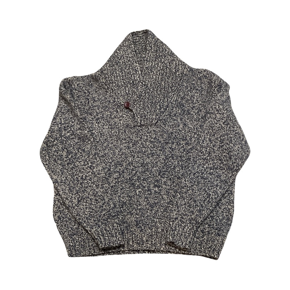 L.L. BEAN Men's Large Lamb’s Wool Blend Pullover Shawl Collar Chunky Sweater